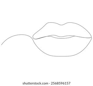 One continuous line drawing of human lips . Single line of human anatomy vector illustration

