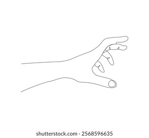 One continuous line drawing of human hand . Single line of human anatomy vector illustration