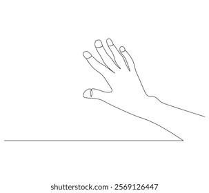 One continuous line drawing of human hand . Single line of human anatomy vector illustration. Doodle line illustration.