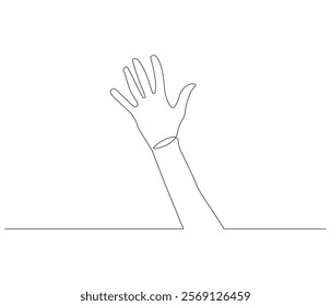 One continuous line drawing of human hand . Single line of human anatomy vector illustration. Doodle line illustration.
