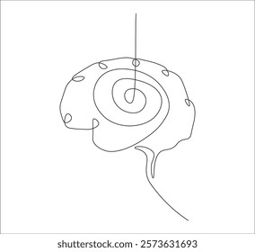One continuous line drawing of human brain concept. single line of human brain organ illustration.  editable outline