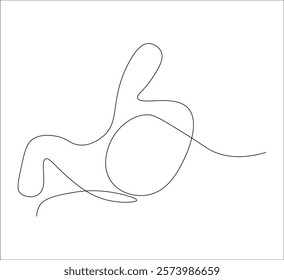 One continuous line drawing of human stomach organs. single line of stomach drawing.  illustration of stomachache concept. editable outline
