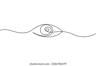 One continuous line drawing of human eye, single line of human eye vector illustration, Single continuous one line art female watch eye, Eye sign in continuous line drawing style.