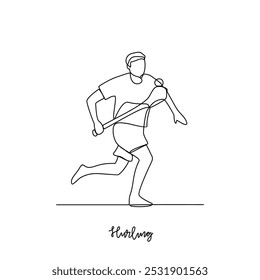 One continuous line drawing of Hurling sports vector illustration. Traditional sports design in simple linear continuous style vector concept. Sports theme design for your asset design illustration.