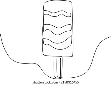 One continuous line drawing of ice cream for summer party. Single line draw design graphic illustration.