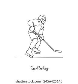 One continuous line drawing of Ice Hockey sports vector illustration. Ice Hockey sports design in simple linear continuous style vector concept. Sports themes design for your asset design illustration