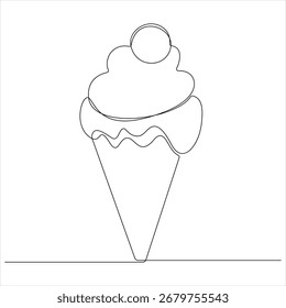 Eine durchgehende Linie Zeichnung Eis Kegel Sommer Strand Konzept Vektorgrafik