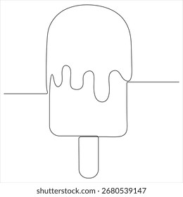 Um desenho de linha contínua sorvete cone verão praia concey vetor ilustração