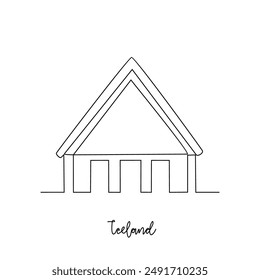 One continuous line drawing of Iceland traditional house vector illustration. Country traditional house in simple linear style vector design concept. Historical education for all students people.