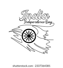 One continuous line drawing of India Independence Day with white background. Patriotic symbol design in simple linear style. India Independence day design concept vector illustration.