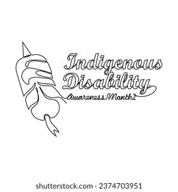 Una línea de trazado continua del mes de sensibilización sobre la discapacidad indígena. mes de sensibilización sobre discapacidad indígena en una simple ilustración lineal. Adecuado para tarjetas de felicitación, afiches y banner.
