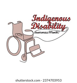 One continuous line drawing of indigenous disability awareness month. indigenous disability awareness month in simple linear style illustration. Suitable for greeting card, poster and banner.
