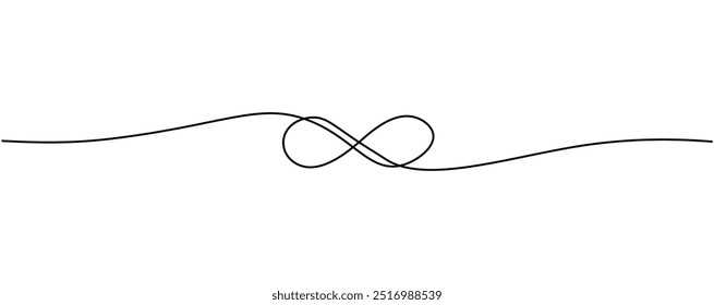 Um desenho de linha contínua do símbolo infinito. Ilustração editável do vetor de traçado em estilo linear simples.	