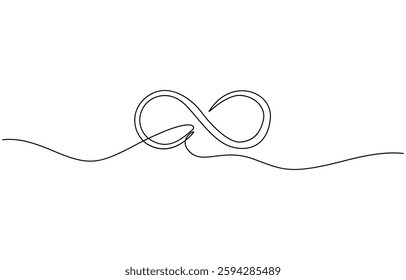 One continuous line drawing of Infinity symbol. Loop mobius icon, Infinity symbol drawn with one continuous editable line. Concept of unlimited eternity vector one-line illustration.