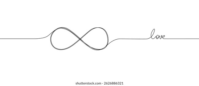 One continuous line drawing of Infinity symbol. Loop mobius icon and endless forever love concept in simple linear style. vector illustration eps 10	