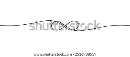 One continuous line drawing of infinity symbol. Editable stroke vector illustration in simple linear style.	