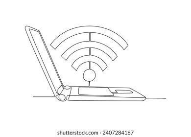 One continuous line drawing of Information technology concept. Doodle vector illustration in simple linear style.