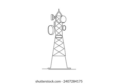 One continuous line drawing of Information technology concept. Doodle vector illustration in simple linear style.