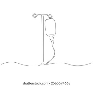 One continuous line drawing of infusion bag . Single line of infusion bag vector illustration

