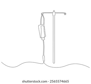 One continuous line drawing of infusion bag . Single line of infusion bag vector illustration


