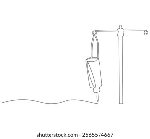 One continuous line drawing of infusion bag . Single line of infusion bag vector illustration

