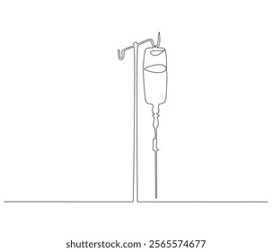One continuous line drawing of infusion bag . Single line of infusion bag vector illustration

