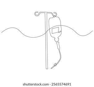One continuous line drawing of infusion bag . Single line of infusion bag vector illustration

