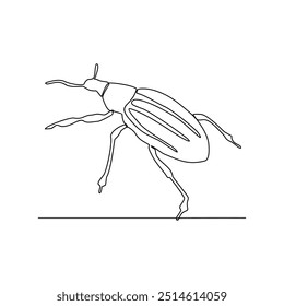 One continuous line drawing of 
insect vector illustration. Animal insect themes design concept in simple linear style. Sensory organs used for touch, smell, and sometimes taste. good for education.