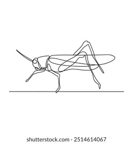 One continuous line drawing of 
insect vector illustration. Animal insect themes design concept in simple linear style. Sensory organs used for touch, smell, and sometimes taste. good for education.