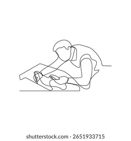 Um desenho de linha contínua de carro instrumento verificar design vetorial ilustração. Temas de atividade de fábrica de carros projetam em conceito de vetor linear simples. Adequado para campanhas comerciais e design de ativos.