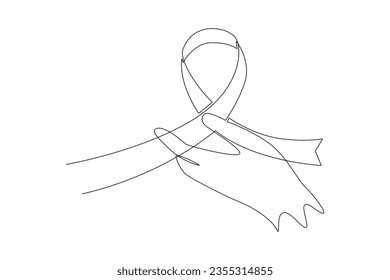 One continuous line drawing of International breast cancer awareness month concept. Doodle vector illustration in simple linear style. 