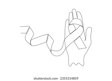 One continuous line drawing of International breast cancer awareness month concept. Doodle vector illustration in simple linear style. 
