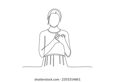 One continuous line drawing of International breast cancer awareness month concept. Doodle vector illustration in simple linear style. 