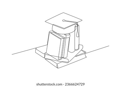 Eine durchgehende Zeichnung des Tageskonzepts der internationalen Studierenden. Fröhliche Studenten. Doodle Vektorgrafik im einfachen linearen Stil. 