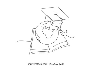 One continuous line drawing of International student's day concept. Happy students. Doodle vector illustration in simple linear style. 