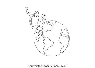 One continuous line drawing of International student's day concept. Happy students. Doodle vector illustration in simple linear style. 