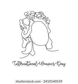 One continuous line drawing of International Women's Day vector illustration. event on 8th march with Women Faces design illustration simple linear style vector concept. Suitable for your asset design