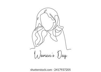 One continuous line drawing of International Women's Day concept. Doodle vector illustration in simple linear style.