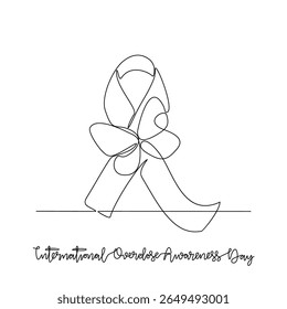 One continuous line drawing of International Overdose Awareness Day vector illustration. International Overdose Awareness Day themes design concept in simple linear continuous line. August event day.