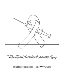 One continuous line drawing of International Overdose Awareness Day vector illustration. International Overdose Awareness Day themes design concept in simple linear continuous line. August event day.