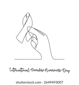 One continuous line drawing of International Overdose Awareness Day vector illustration. International Overdose Awareness Day themes design concept in simple linear continuous line. August event day.