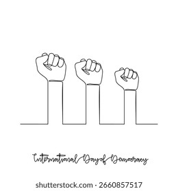 Dibujo de una línea continua de la Ilustración vectorial del Día Internacional de la Democracia. Concepto de diseño de temas del Día Internacional de la Democracia en línea continua lineal simple. gran diseño para campaña.