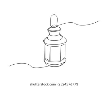 Eine durchgehende Linie Zeichnung der islamischen Laterne Illustration kann für ramadan und ied mubarak Konzept verwenden.  