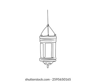 One continuous line drawing of islamic lantern illustration can use for ramadan and ied mubarak concept.  