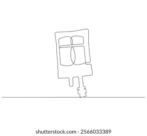 One continuous line drawing of iv bag . Single line of iv bag vector illustration
