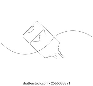 One continuous line drawing of iv bag . Single line of iv bag vector illustration