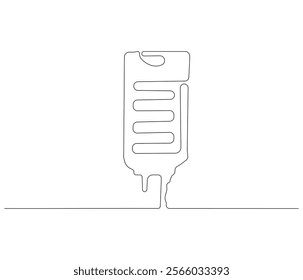 One continuous line drawing of iv bag . Single line of iv bag vector illustration
