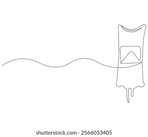One continuous line drawing of iv bag . Single line of iv bag vector illustration