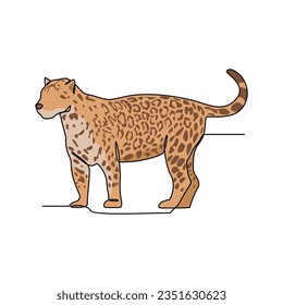 Un dibujo continuo de Jaguar es un animal que vive en su hábitat natural y no es domesticado por humanos con fondo blanco. Diseño animal salvaje con un estilo lineal simple. Diseño animal salvaje.