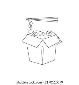 Un dibujo de línea continua logotipo de fideos picantes japoneses emblema de café de comida rápida concepto de plantilla de logotipo Diseño de dibujo de línea única moderna ilustración vectorial